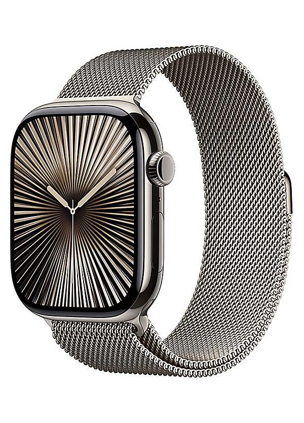 Apple Watch Series 10 GPS Cellular 46mm Natural Titanium Case with Natural Milanese Loop S M Freemans